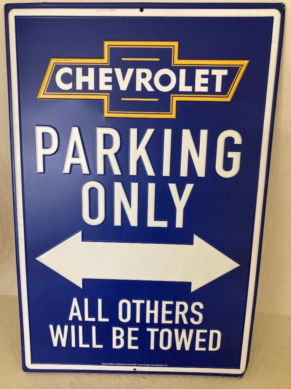 Chevrolet Parking Only - Metal Sign 17 x 11